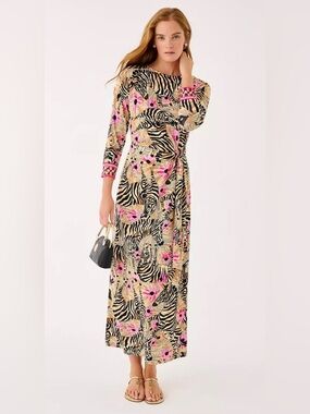 Lilly Pulitzer Demy Dolman Sleeve Maxi Dress El Morocco Zebra Print